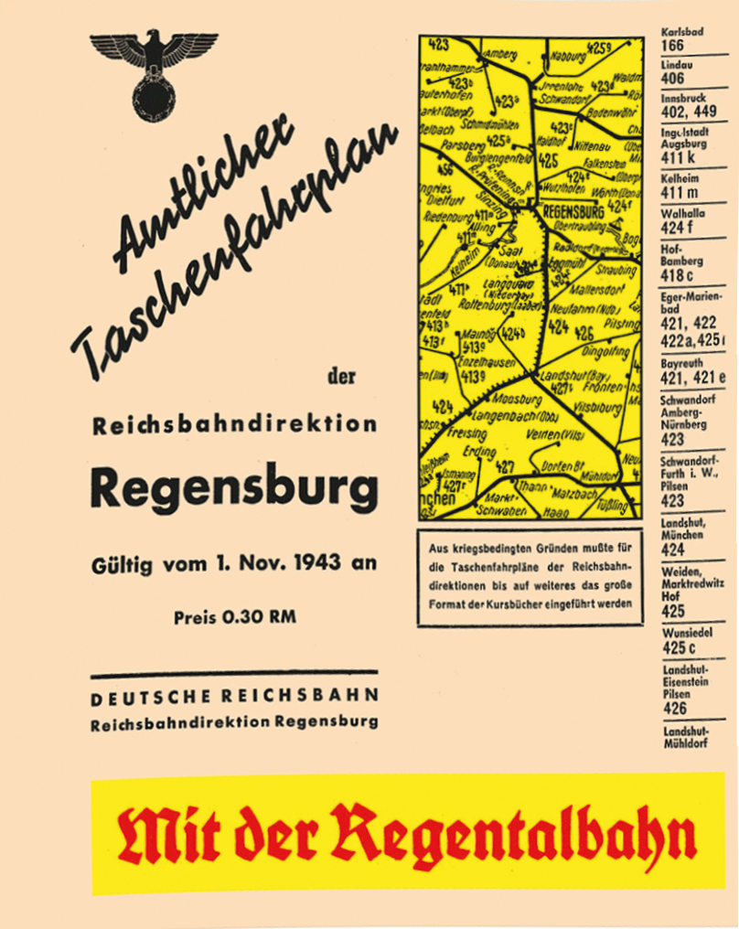 Amtlicher Taschenfahrplan Regensburg 1943