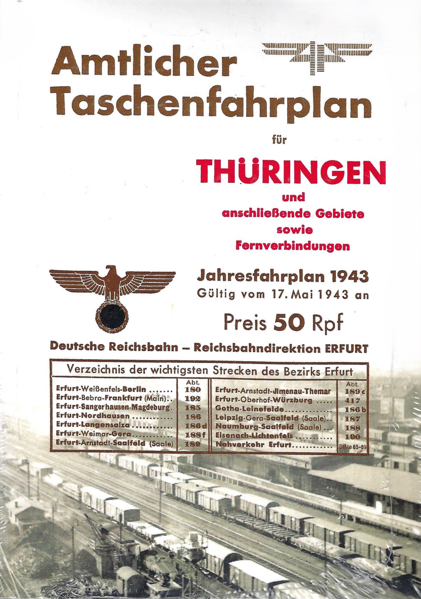 Amtlicher Taschenfahrplan Thüringen Jahresfahrplan 1943