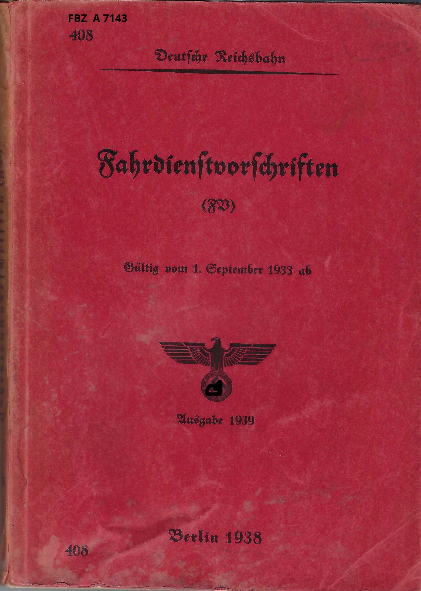 Fahrdienstvorschriften (FD) DV 408 Ausgabe 1939