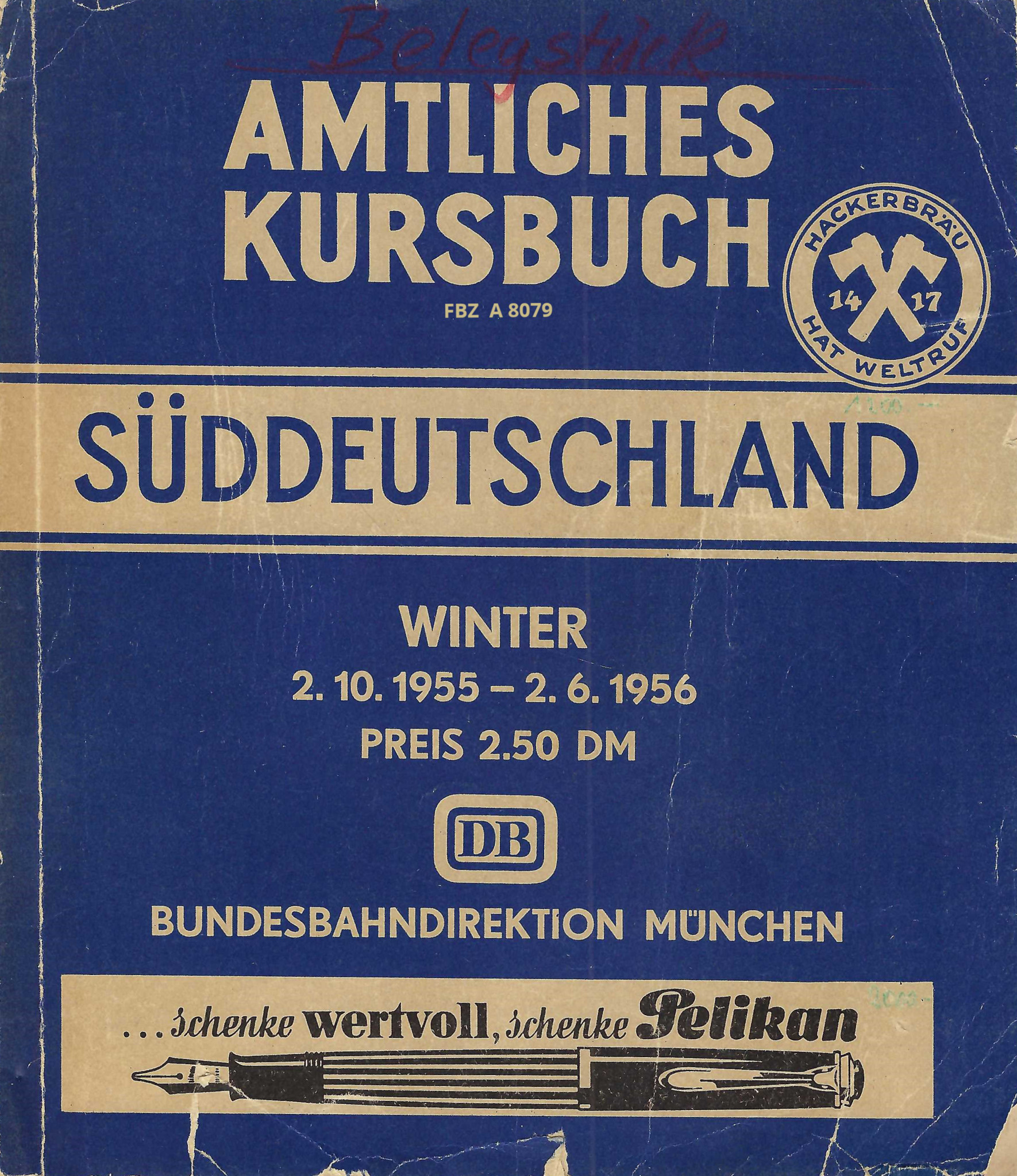 Amtliches Kursbuch Süddeutschland Winter 1955/56