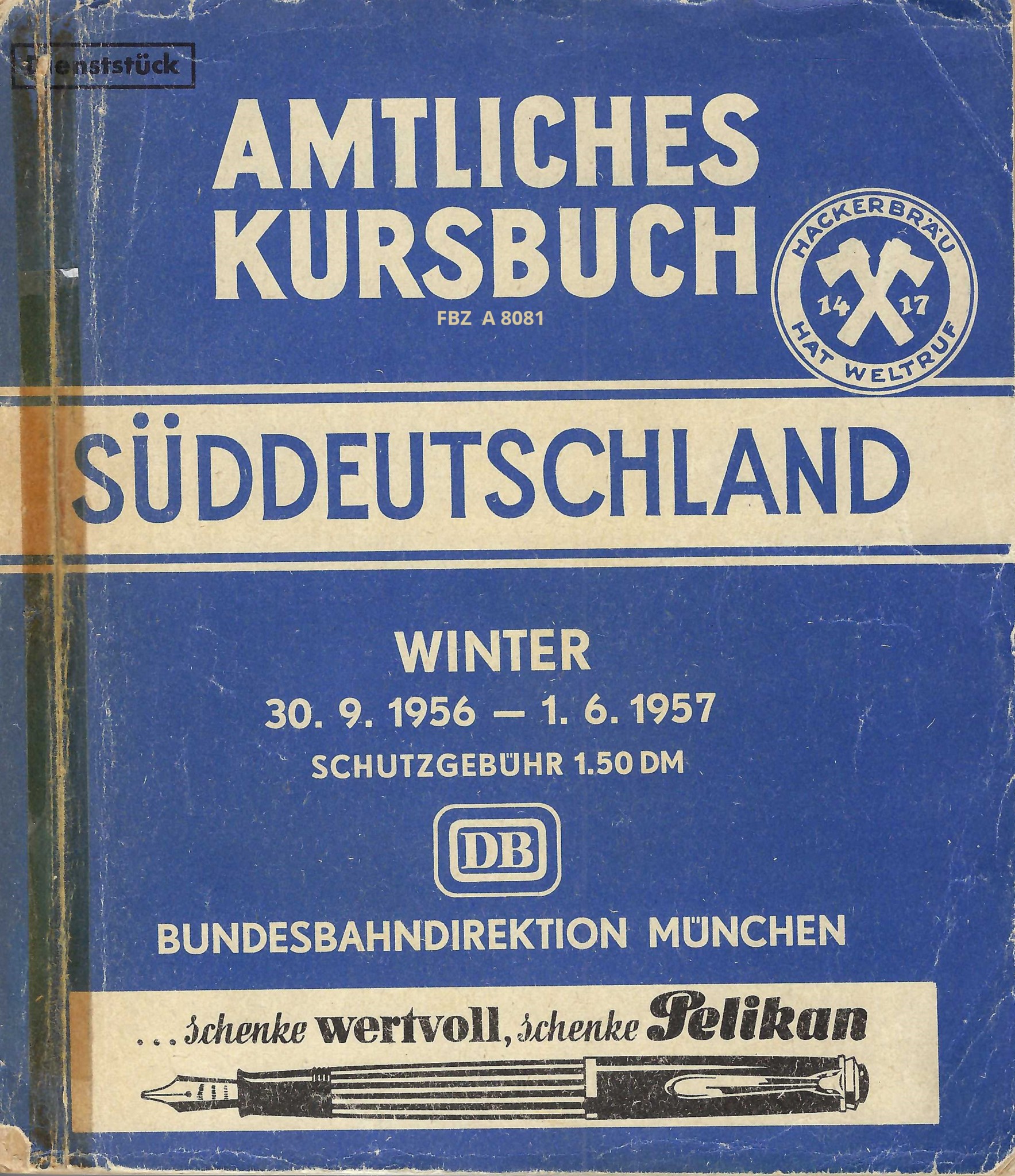 Amtliches Kursbuch Süddeutschland Winter 1956/57