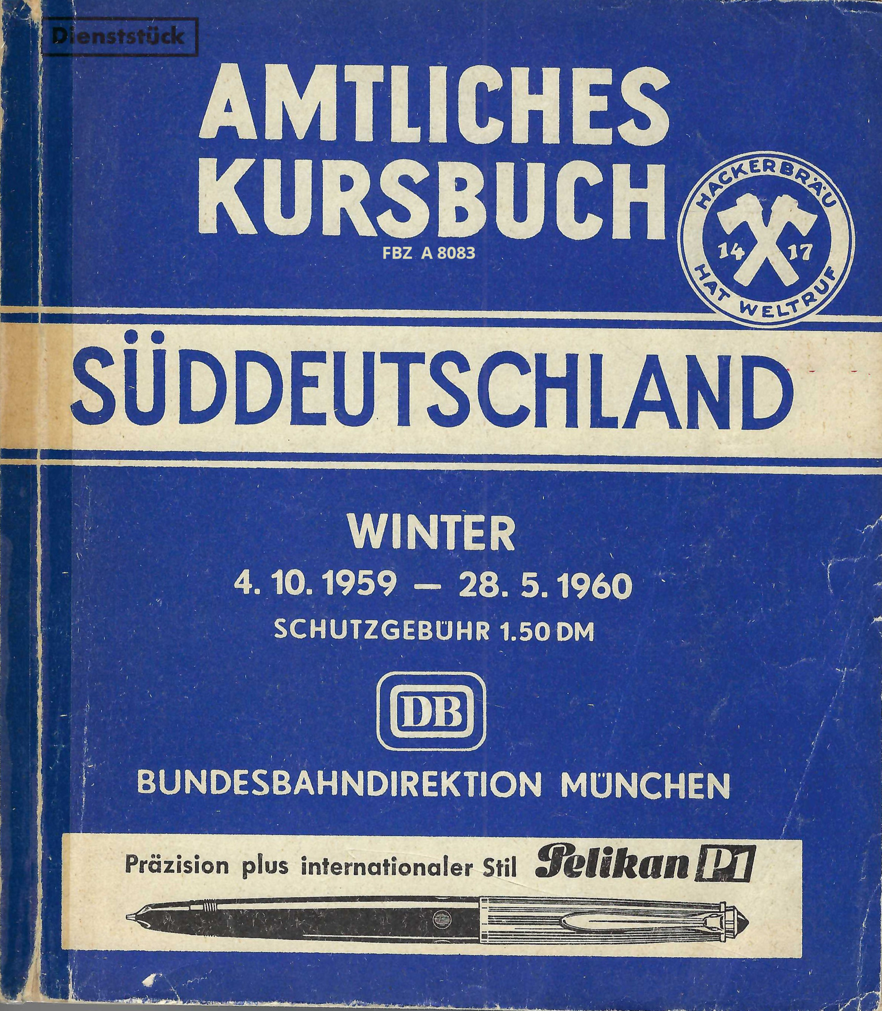 Amtliches Kursbuch Süddeutschland Winter 1959/60