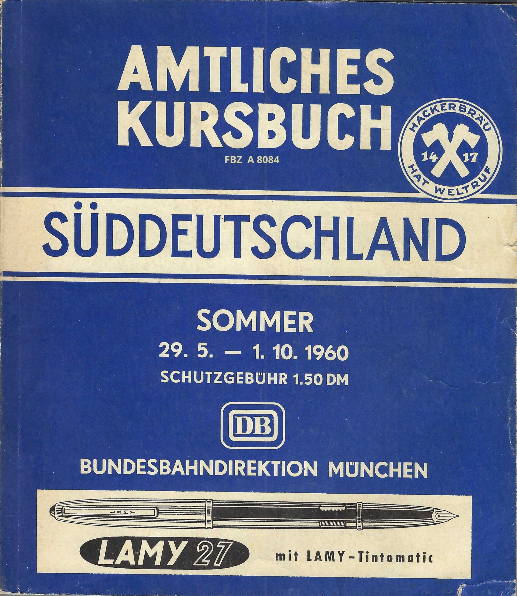 Amtliches Kursbuch Süddeutschland Sommer 1960