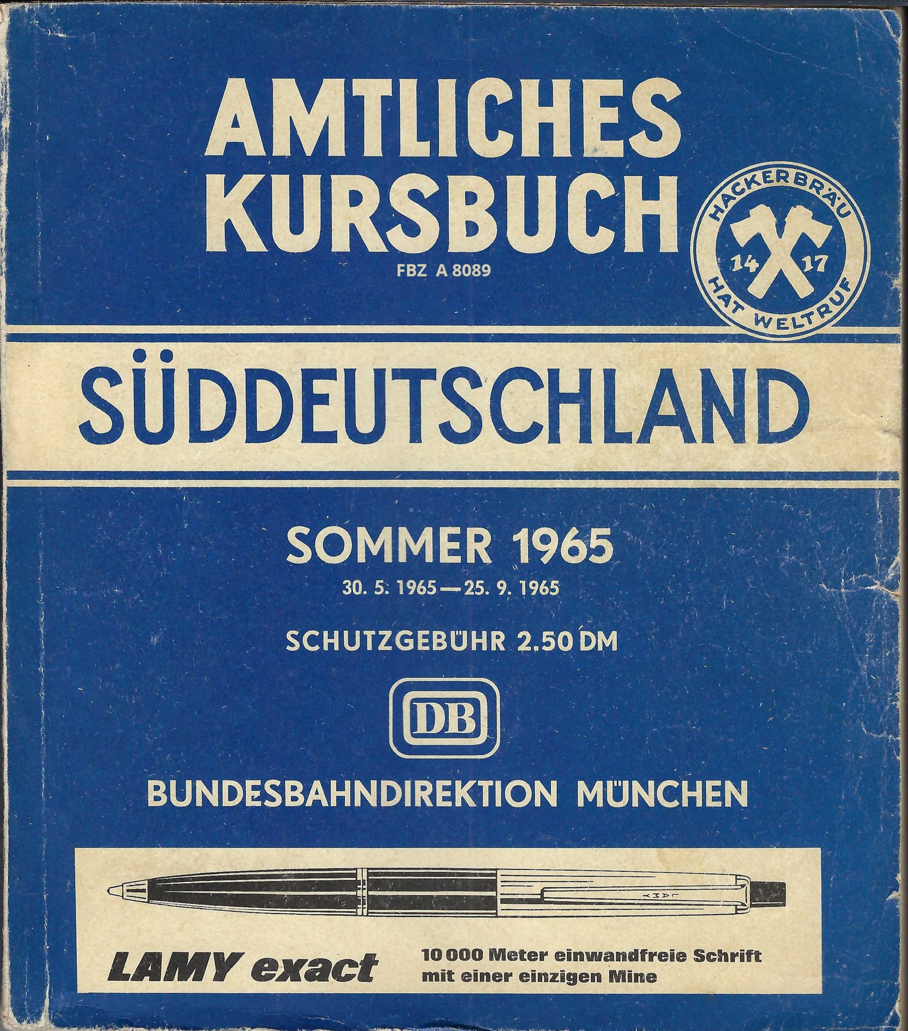 Amtliches Kursbuch Süddeutschland Sommer 1965