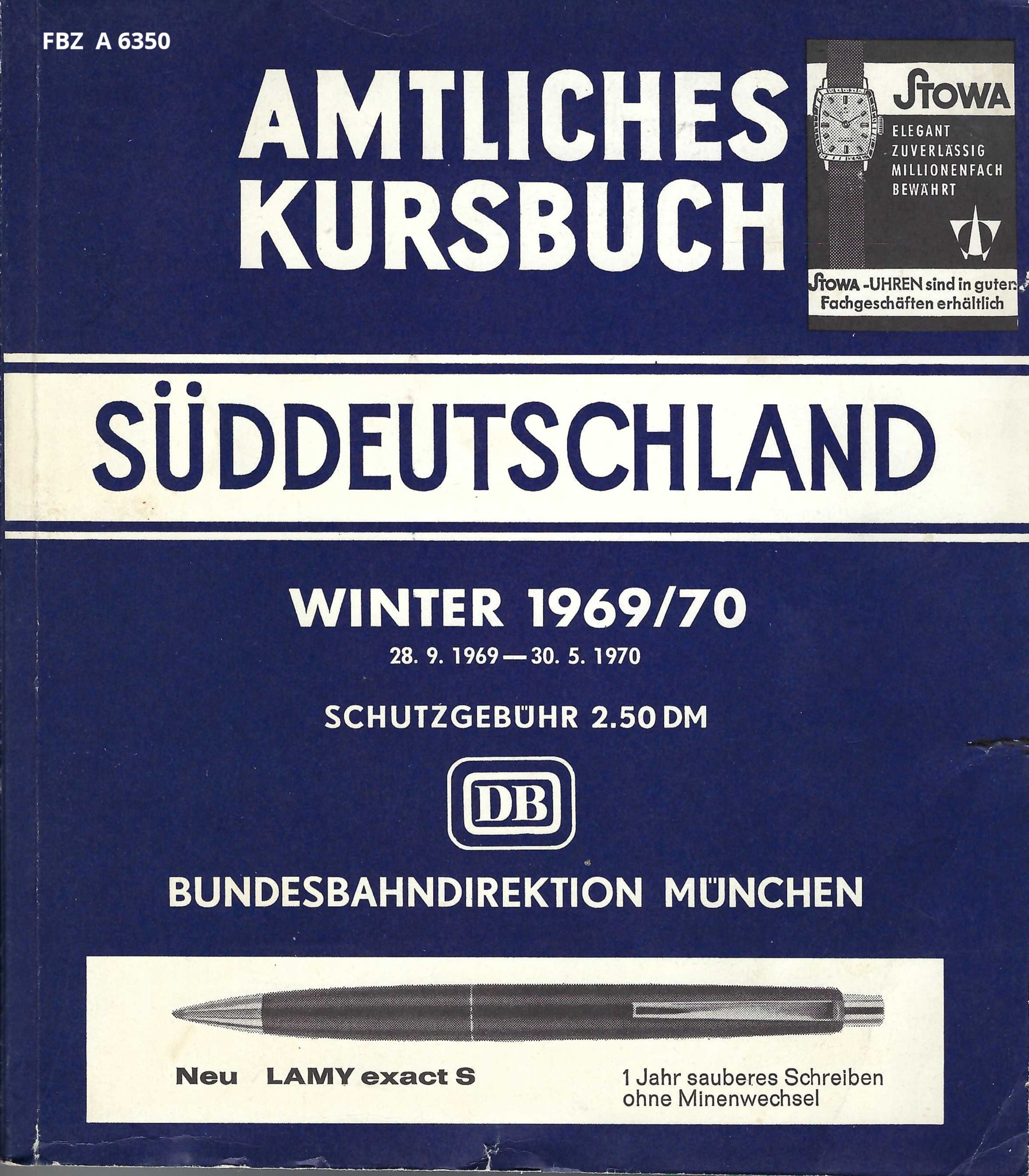 Amtliches Kursbuch Süddeutschland Winter 1969/70