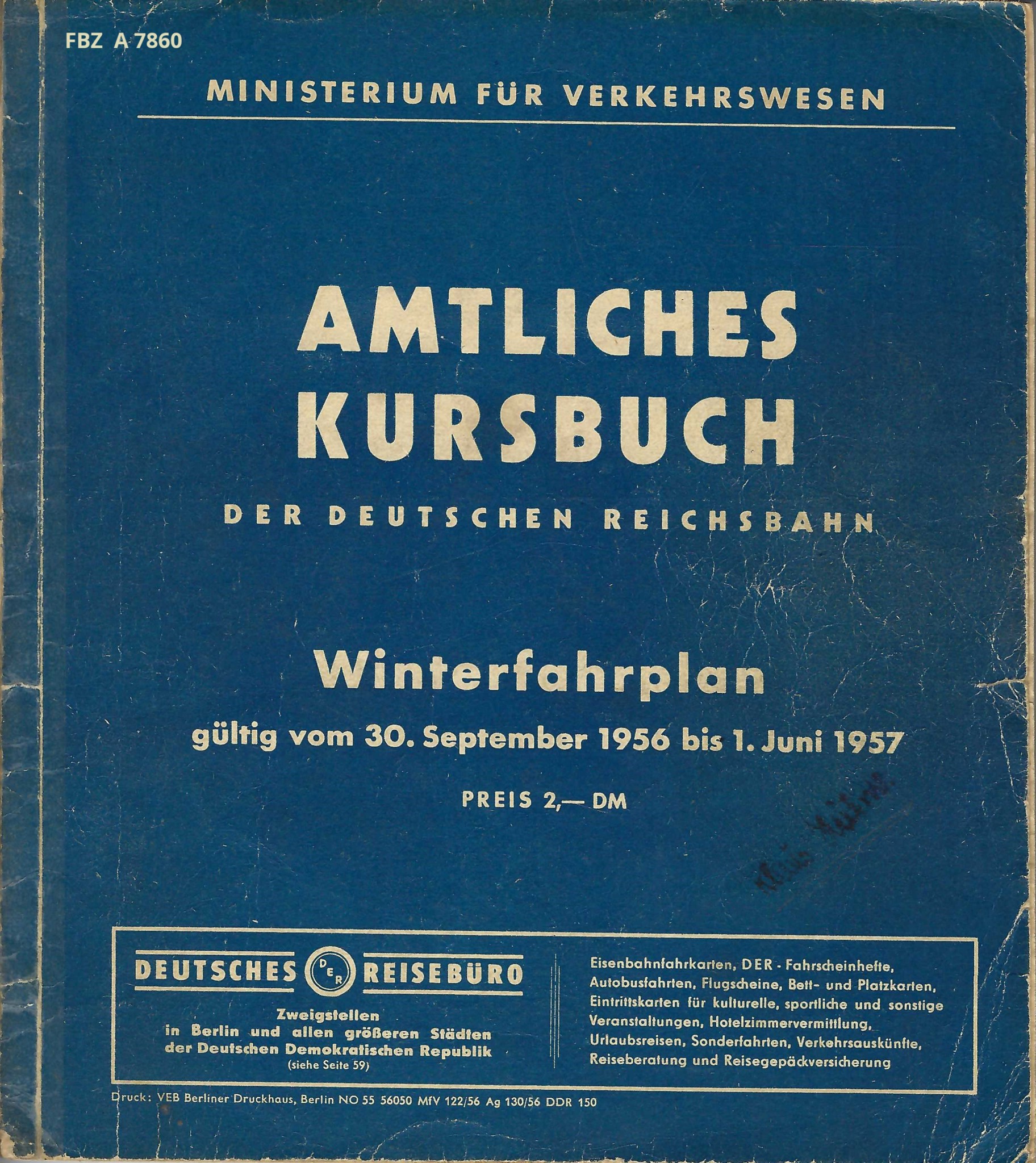 Amtliches Kursbuch der Deutschen Reichsbahn - Winterfahrplan 1956/57